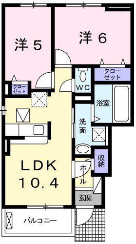 フェリア赤穂(2LDK/1階)の間取り写真