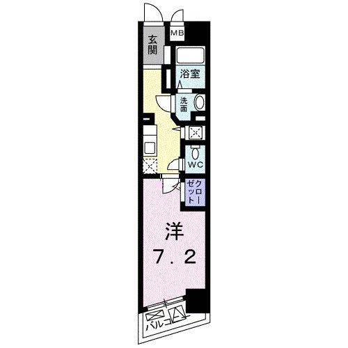 インサイドココア(1K/8階)の間取り写真
