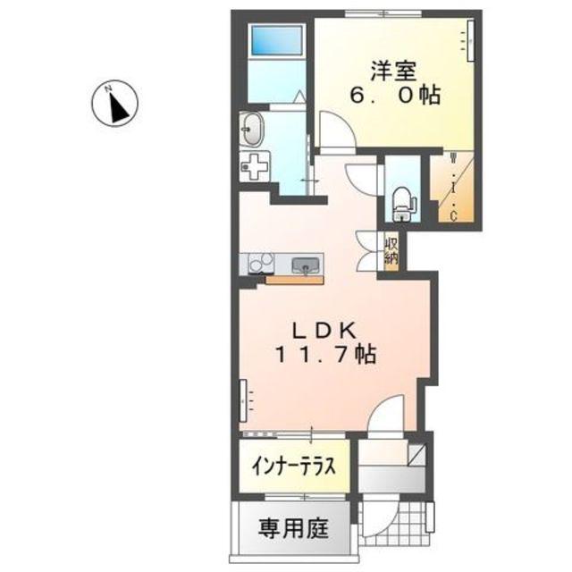 山宮アパート(1LDK/1階)の間取り写真