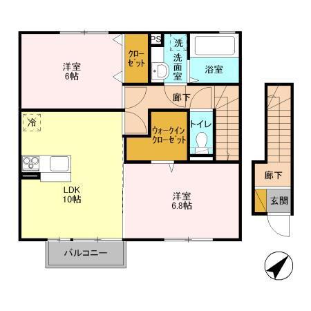 セジュールヒロオカ B(2LDK/2階)の間取り写真