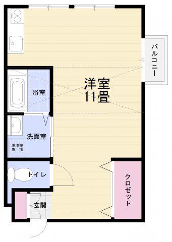 モンテグネコート(1K/2階)の間取り写真