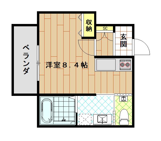YS PRECIOUSIX(ワンルーム/1階)の間取り写真