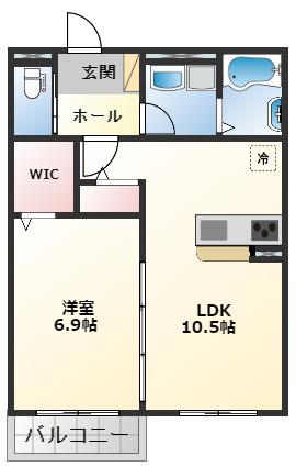 BABEL(1LDK/2階)の間取り写真