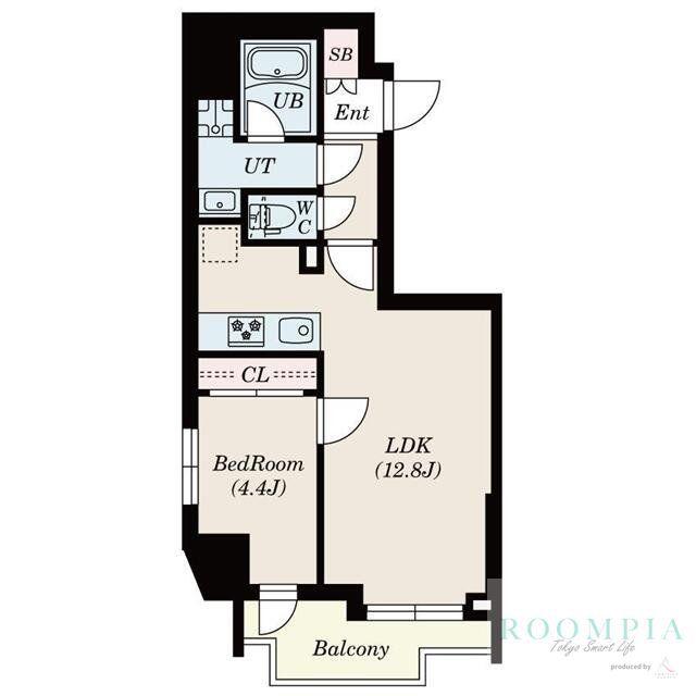 S-RESIDENCE新宿若松町(1LDK/4階)の間取り写真
