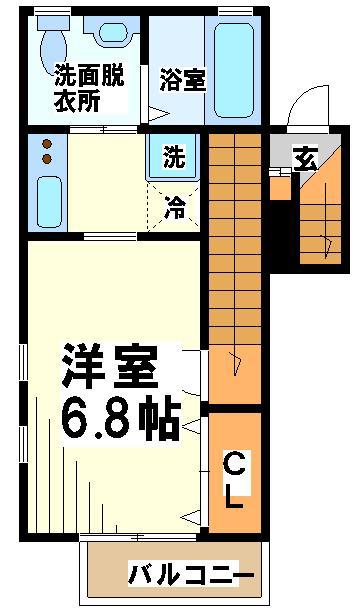 シャトレ(1K/2階)の間取り写真