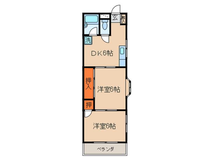 ハイツポエム(2DK/1階)の間取り写真