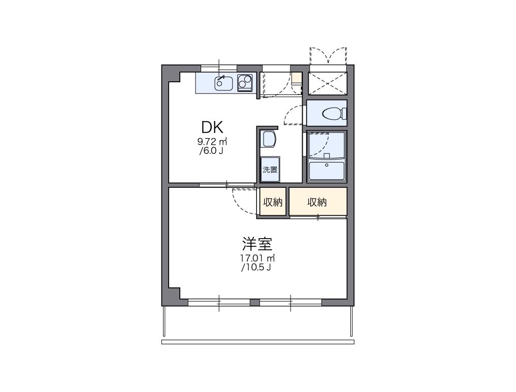 レオパレス康徳ハイツ(1DK/3階)の間取り写真