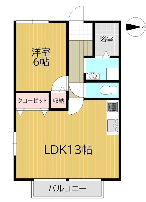 フォブール翔(1LDK/1階)の間取り写真