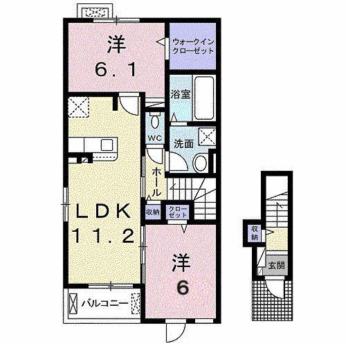 ラ ルーチェ(2LDK/2階)の間取り写真