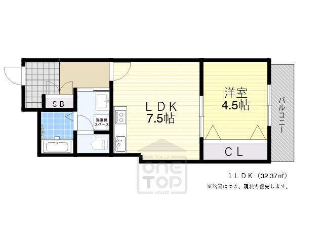フィユフラッツ豊中末広町(1LDK/1階)の間取り写真