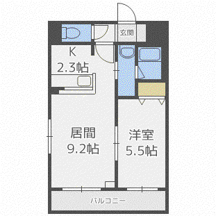 フェリス本通14A(1LDK/3階)の間取り写真