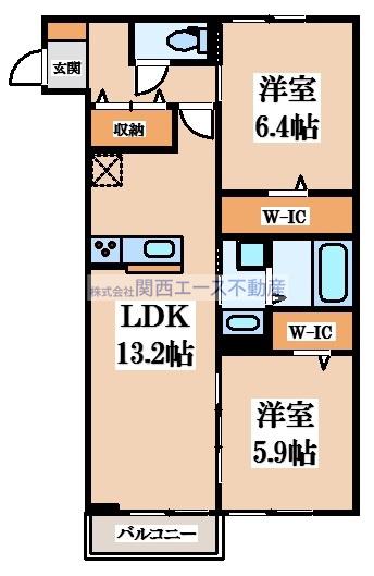 カーサアドミラブール(2LDK/2階)の間取り写真