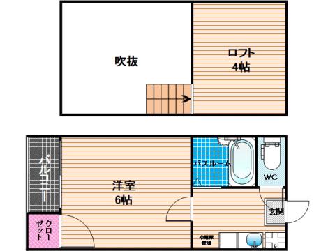 ハイドアンドシーク高宮(1K/2階)の間取り写真