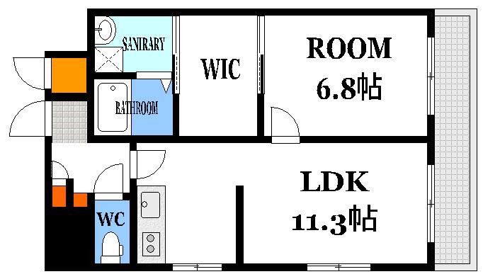 信和ビル(1LDK/4階)の間取り写真