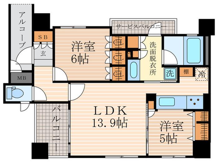イーグルコート烏丸蛸薬師(2LDK/11階)の間取り写真
