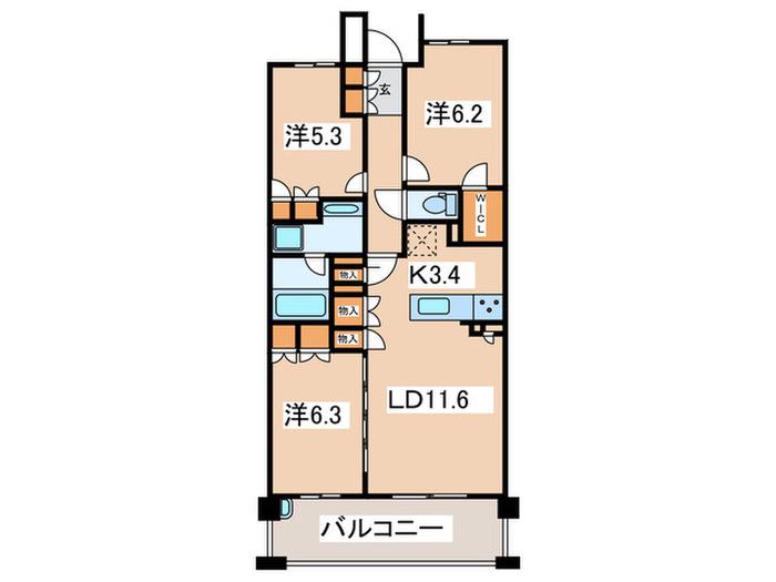 ザ・パークハウス戸塚(3LDK/5階)の間取り写真
