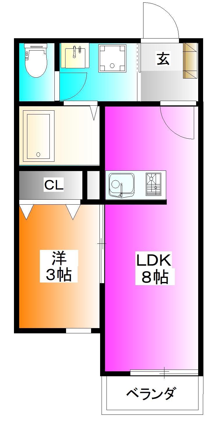 ガーデンヒルズ流山(1LDK/3階)の間取り写真