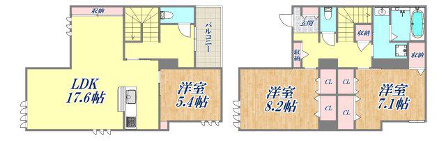 芦屋川ガーデンヒルズ(3LDK/1階)の間取り写真