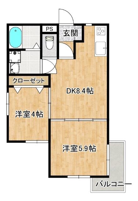 ACERO木風(2LDK/3階)の間取り写真