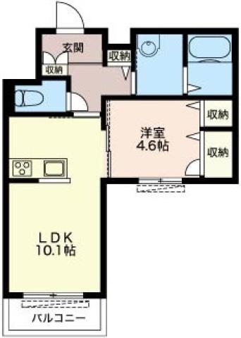 アリスティオ ナガネ(1LDK/1階)の間取り写真
