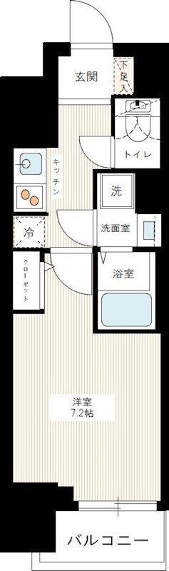 HYS三ノ輪(1K/8階)の間取り写真