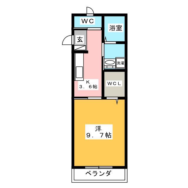 レジデンス平成通B(1K/1階)の間取り写真