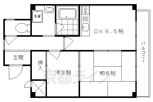 ボヌール有栖川(2DK/1階)の間取り写真