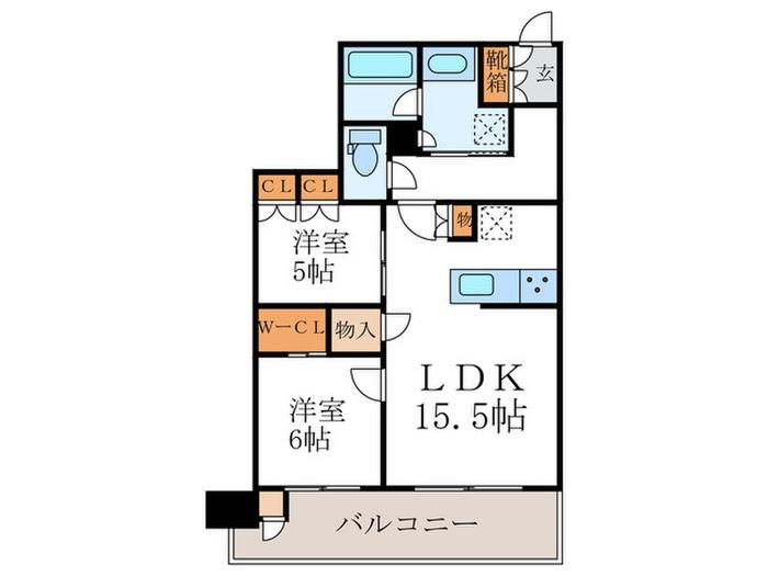 プレミスト京都二条城北(2LDK/6階)の間取り写真