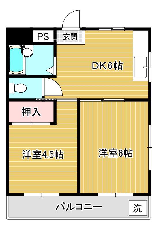 マルモハイツ(2DK/3階)の間取り写真