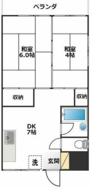 ハイツ和の家(2DK/2階)の間取り写真