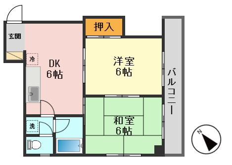 新小岩不二ビル(2DK/4階)の間取り写真