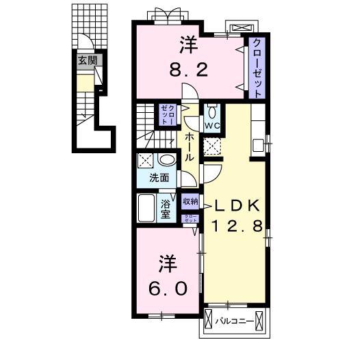 ソラーナB(2LDK/2階)の間取り写真