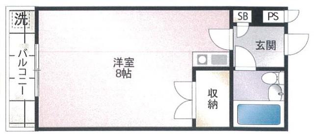 ハイツホワイトヘロン(ワンルーム/2階)の間取り写真