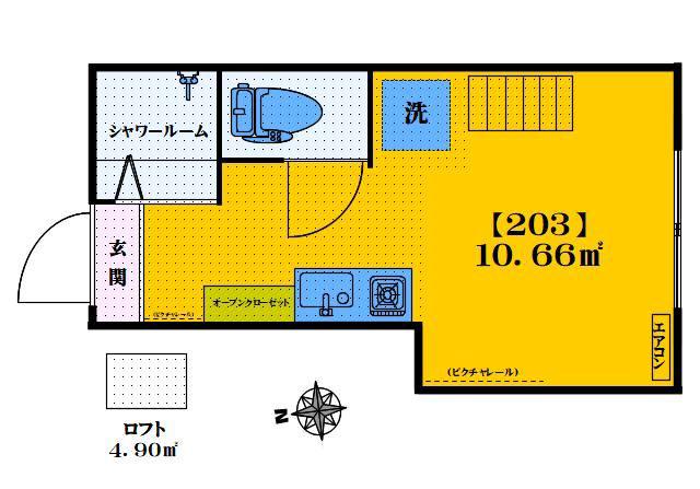 ワンピース落合(ワンルーム/2階)の間取り写真