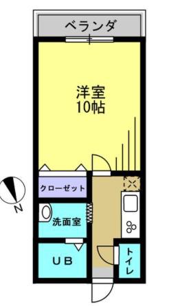 サンシャイン青山(1K/2階)の間取り写真