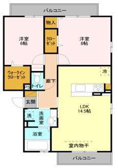 セピアコートC(2LDK/2階)の間取り写真