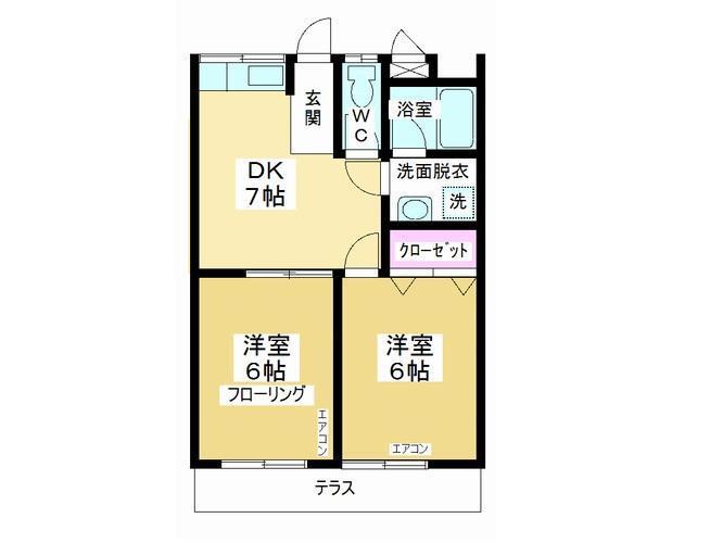 上広瀬ハイツ(2DK/1階)の間取り写真