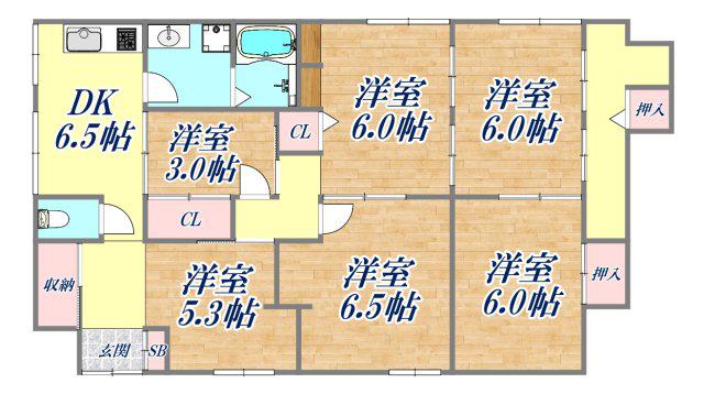 春日荘(6DK/1階)の間取り写真