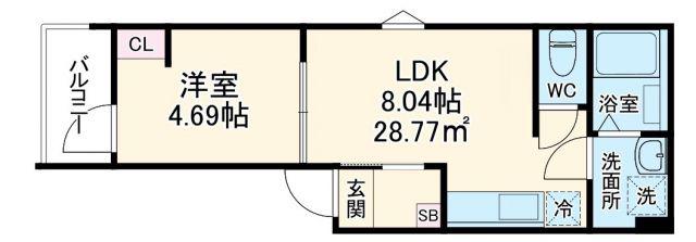 GRADUS相武台(1LDK/2階)の間取り写真