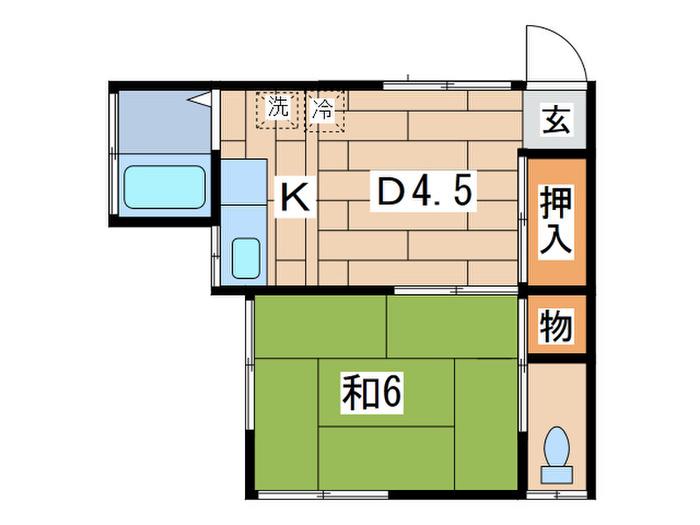吉田荘(1DK/2階)の間取り写真