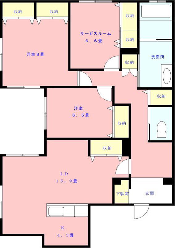 CASA BLANCA(2SLDK/1階)の間取り写真