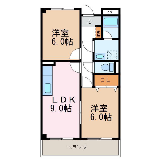 グランドパーク早川(2LDK/2階)の間取り写真