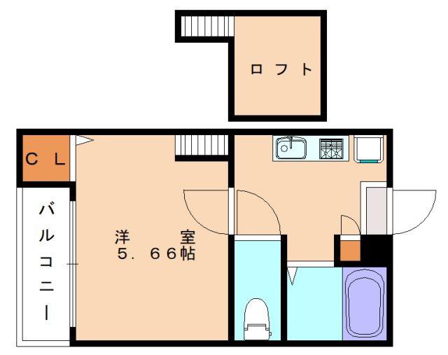 ライトヒルズII(1K/2階)の間取り写真