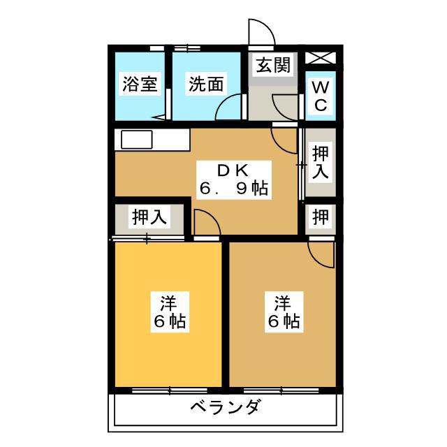 KARASUNO(2DK/2階)の間取り写真