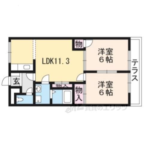 ロワールKENT(2LDK/3階)の間取り写真