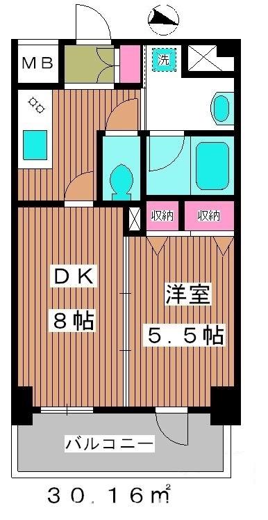 グリーンフィールド小竹向原(1DK/1階)の間取り写真
