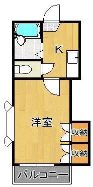 レクレドール穴生(1K/2階)の間取り写真