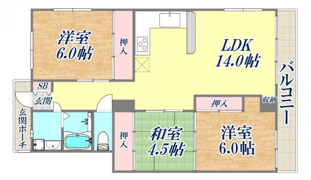 ドゥエリング北夙川(3LDK/2階)の間取り写真