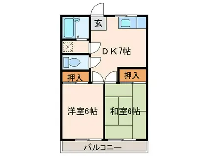 松村ハイツ(2DK/1階)の間取り写真