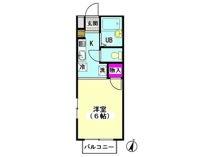 カーサOSAKABE(ワンルーム/1階)の間取り写真